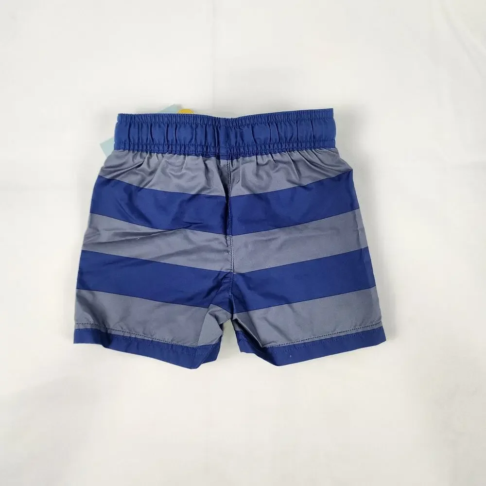 Cat & Jack Toddler Boys Gray Striped Swim Trunks Infant 18 Months UPF 50+